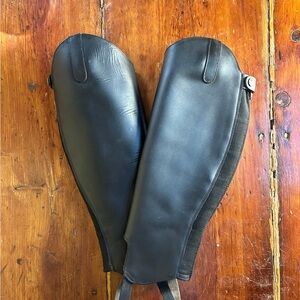Tredstep Black Leather Riding Half Chaps